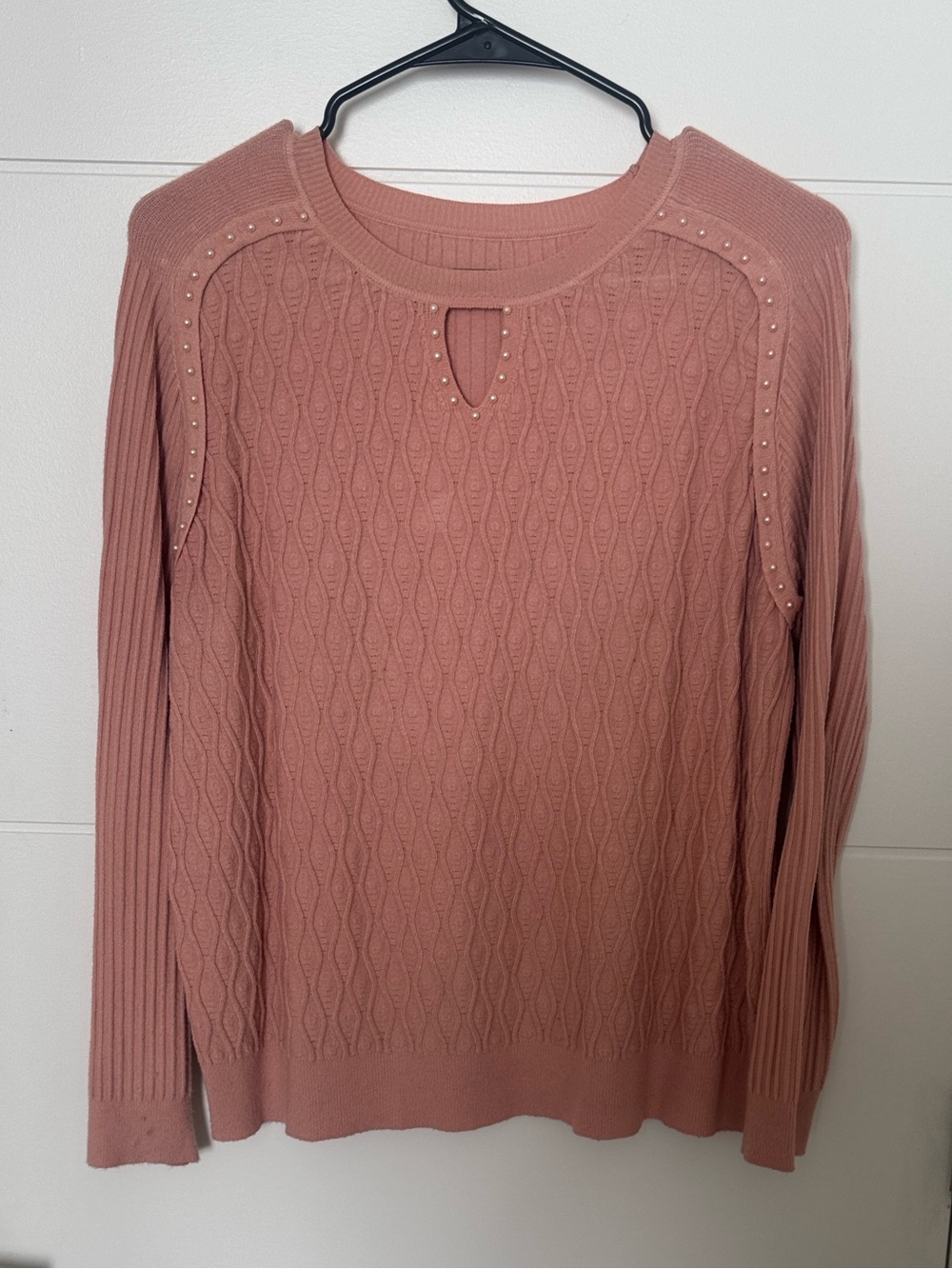 Dusty Rose Knit Sweater with Keyhole Detail